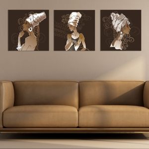0784 Wall art decoration (set of 3 pieces) African woman