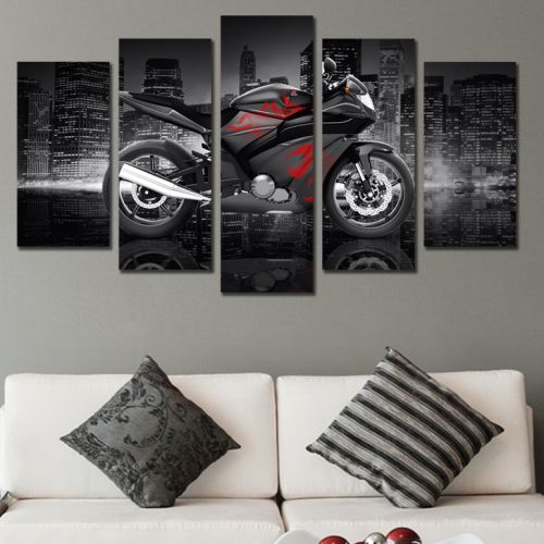 0809  Wall art decoration (set of 5 pieces) Motorcycle