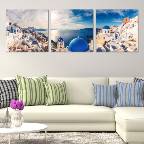 0810 Wall art decoration (set of 3 pieces) Santorini, Greece