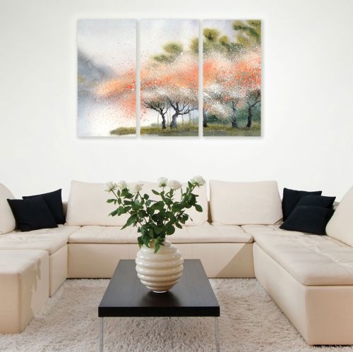 0008 Wall art decoration (set of 3 pieces)  Flowering forest