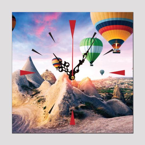 C9142_1 Clock with print Cappadocia - balloons