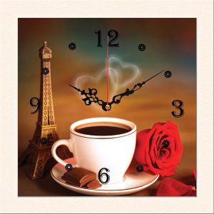 C0246_1 Стенен часовник с принт Романтично кафе