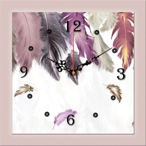 C9055_1 Clock with print Feathers