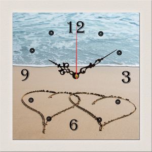 C02C0305_1 Часовник с принт Сърца в пясъка за стена99_1 Часовник с принт Бадемов цвят за стена