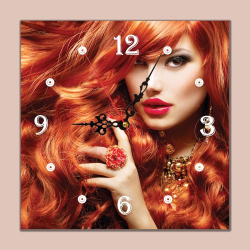 C0898_1 Clock with print Woman with red hair
