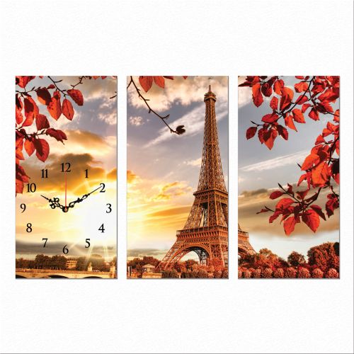 C0397_3 Clock with print 3 pieces Paris