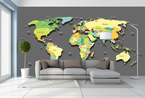 T9222 Фототапет Карта на света с държави