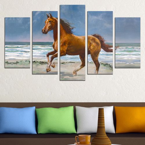 0900 Wall art decoration (set of 5 pieces) Wild horse