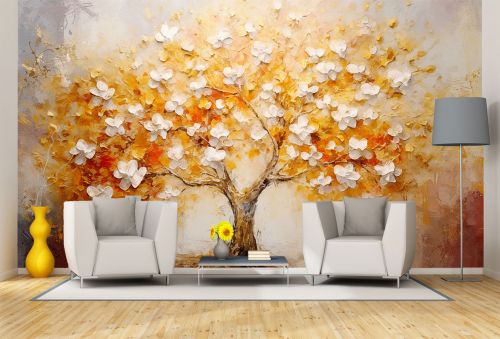 T0929 3D Wallpaper Blooming tree