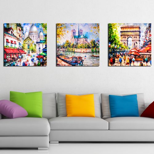 0194 Wall art decoration (set of 3 pieces) Paris