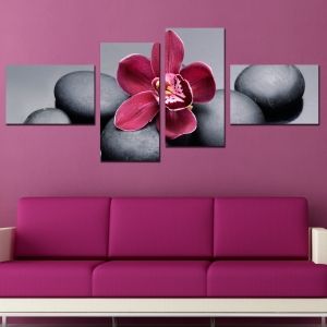 0200 Картина-пано от 4 части Лилава орхидея