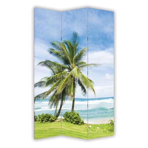 P0661 Decorative Screen Room devider Beautiful beach with palms (3,4,5 or 6 panels)