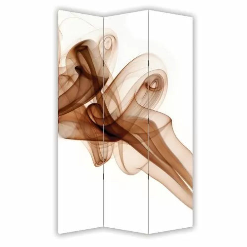 P0274 Декоративен параван Абстракция в бяло и кафяво с 3 крила
