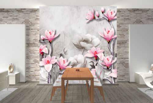 T9297 Wallpaper 3D Abstraction with whith magnolias