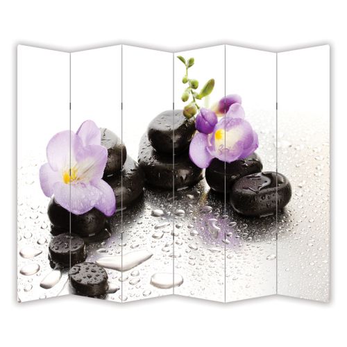 P0325 Decorative Screen Room divider Stones and orchids (3,4,5 or 6 panels)