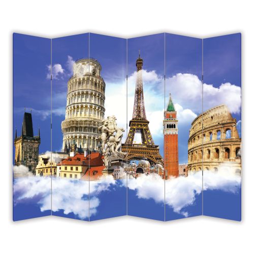 P0367 Decorative Screen Room devider European symbols (3,4,5 or 6 panels)