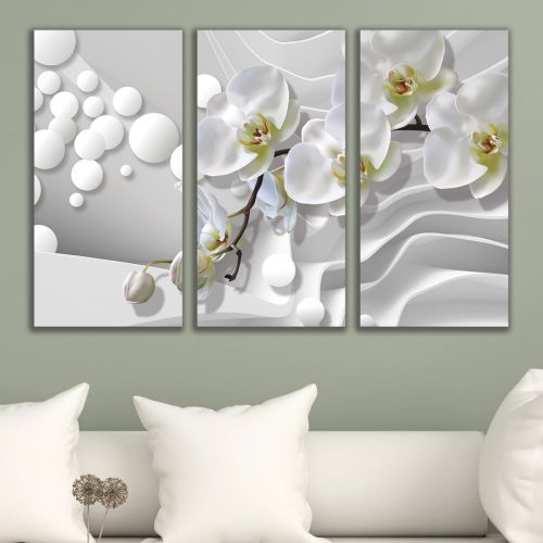 9216 Wall art decoration (set of 3 pieces) 3D Orchids