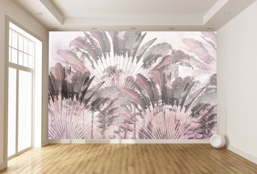 T9310 Wallpaper Tropical elegance in pastel pink
