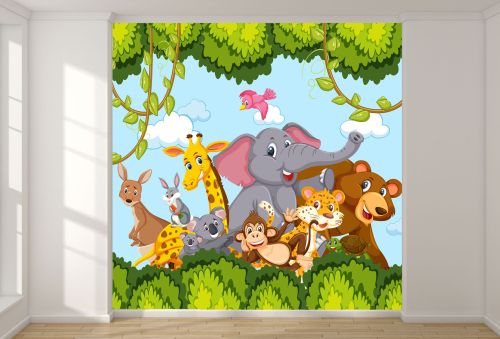 T9318 Wallpaper Happy Jungle with Animals
