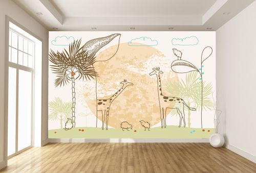 T9319 Wallpaper Giraffes and Palms