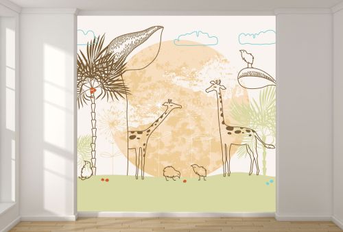 T9319 Wallpaper Giraffes and Palms