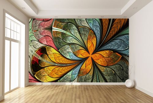 T9298 Wallpaper Floral abstraction in warm colors