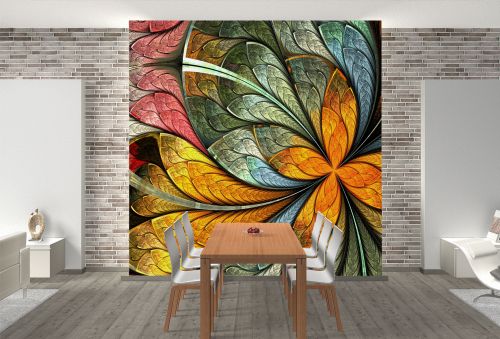 T9298 Wallpaper Floral abstraction in warm colors