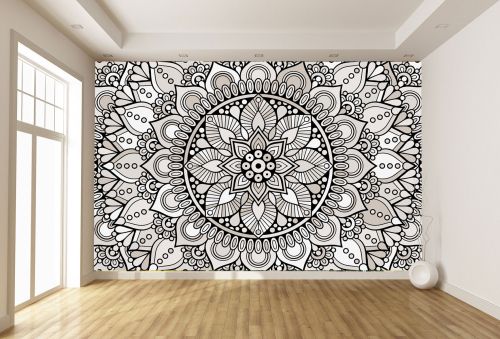 T9321 Wallpaper Mandala - black and beige