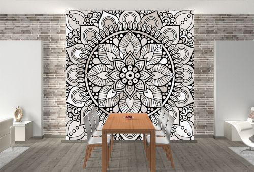 T9321 Wallpaper Mandala - black and beige