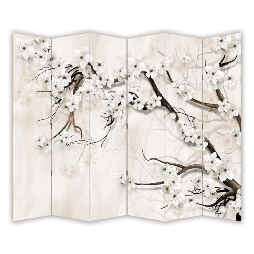 P9307 Decorative Screen Room divider Almond Blossom - Elegant White Harmony (3,4,5 or 6 panels)