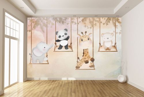 T9336 Wallpaper Cute animals on swings