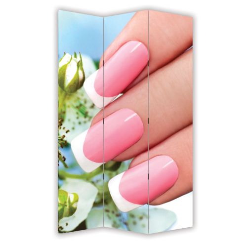P7010 Decorative Screen Room divider French manicure and white flowers (3,4,5 or 6 panels)