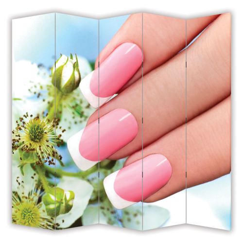 P7010 Decorative Screen Room divider French manicure and white flowers (3,4,5 or 6 panels)