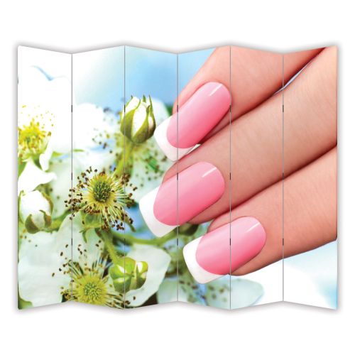 P7010 Decorative Screen Room divider French manicure and white flowers (3,4,5 or 6 panels)