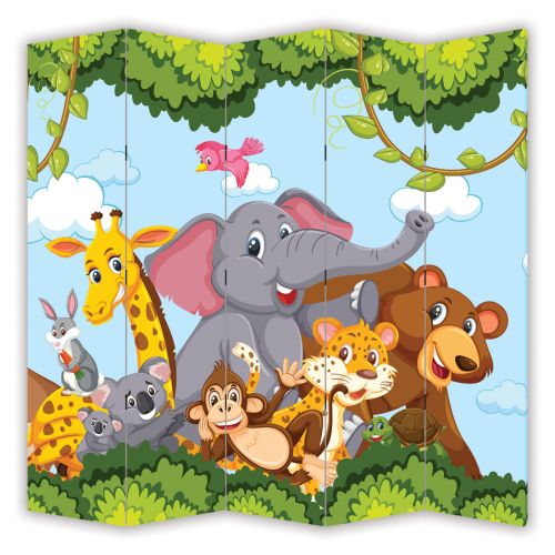 P9318 Декоративен параван Весели животни от джунглата (3, 4 , 5 или 6 части)