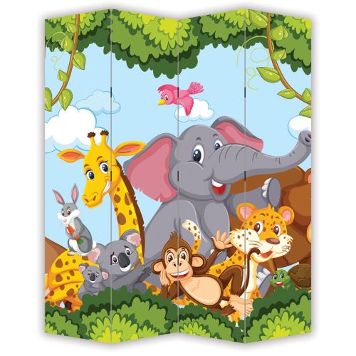 P9318 Декоративен параван Весели животни от джунглата (3, 4 , 5 или 6 части)