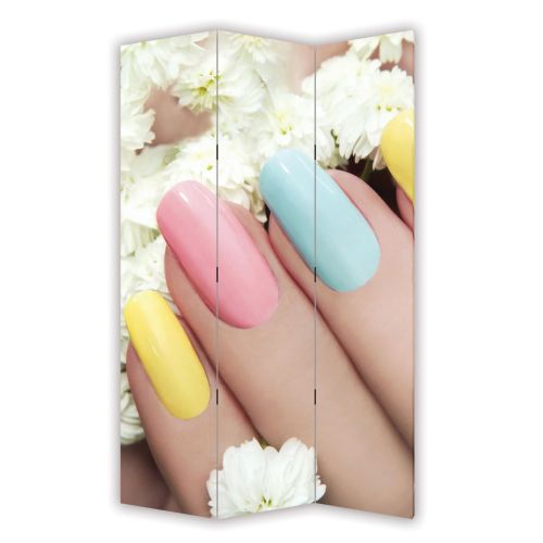 P7013 Decorative Screen Room divider Colorful manicure and white flowers (3,4,5 or 6 panels)