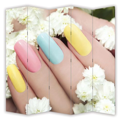 P7013 Decorative Screen Room divider Colorful manicure and white flowers (3,4,5 or 6 panels)