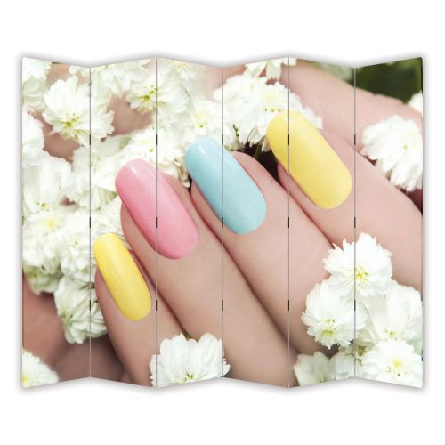 P7013 Decorative Screen Room divider Colorful manicure and white flowers (3,4,5 or 6 panels)