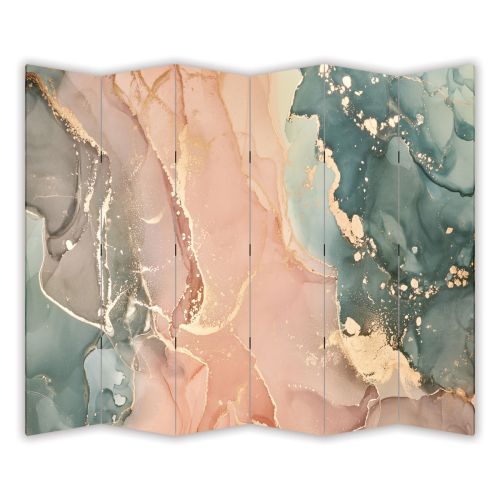 P9323 Decorative Screen Room divider  Abstraction in delicate pink and turquoise shades (3,4,5 or 6 panels)