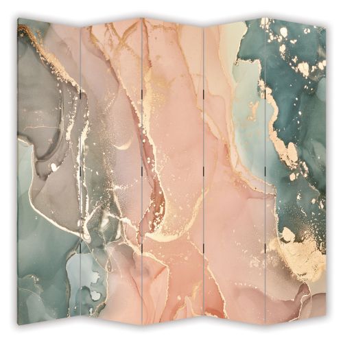 P9323 Decorative Screen Room divider  Abstraction in delicate pink and turquoise shades (3,4,5 or 6 panels)