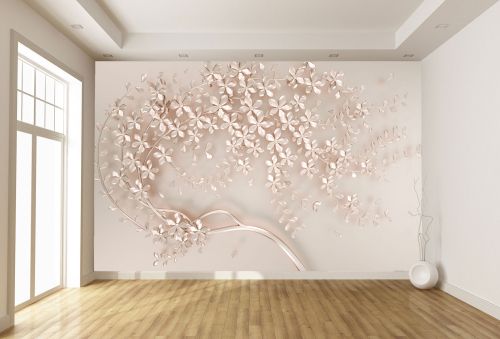 T9341 Wallpaper 3D Graceful branches, strewn with delicate flowers