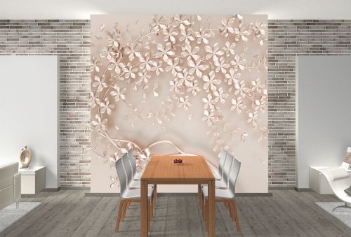T9341 Wallpaper 3D Graceful branches, strewn with delicate flowers