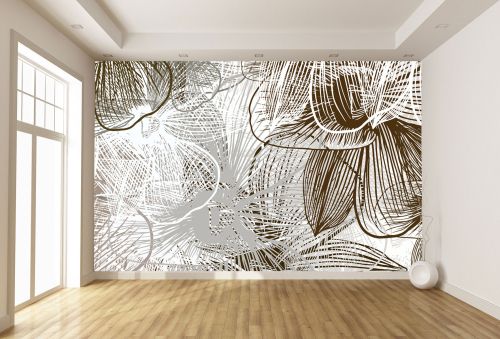 T9347 WallpaperAbstract lines and floral motifs