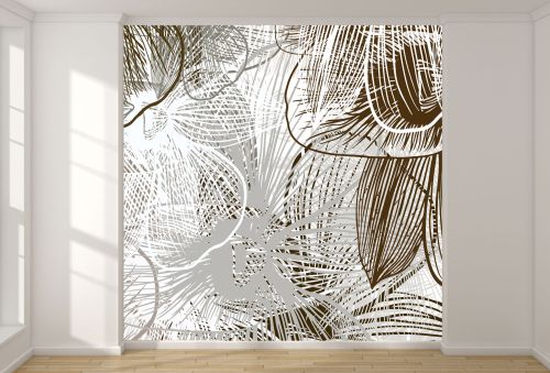 T9347 WallpaperAbstract lines and floral motifs