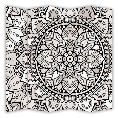 P9321 Decorative Screen Room divider Mandala - black and beige (3,4,5 or 6 panels)