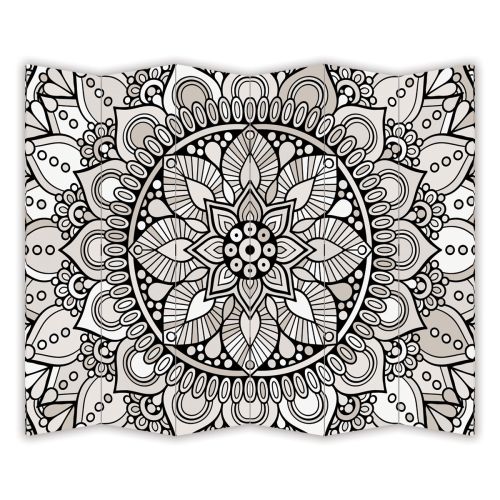 P9321 Decorative Screen Room divider Mandala - black and beige (3,4,5 or 6 panels)