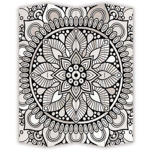 P9321 Decorative Screen Room divider Mandala - black and beige (3,4,5 or 6 panels)