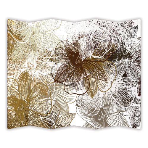 P9324 Decorative Screen Room divider Abstract Floral Mural in Gold and Brown Shades (3,4,5 or 6 panels)