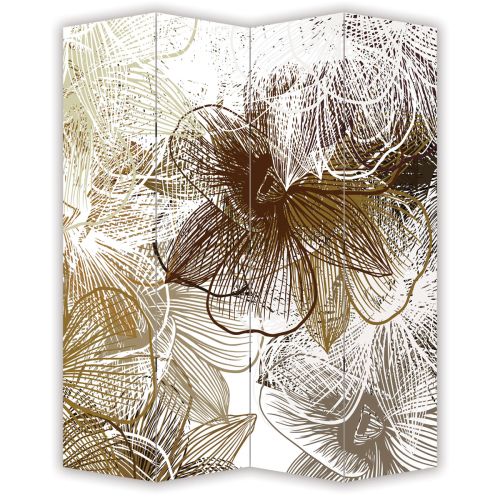 P9324 Decorative Screen Room divider Abstract Floral Mural in Gold and Brown Shades (3,4,5 or 6 panels)